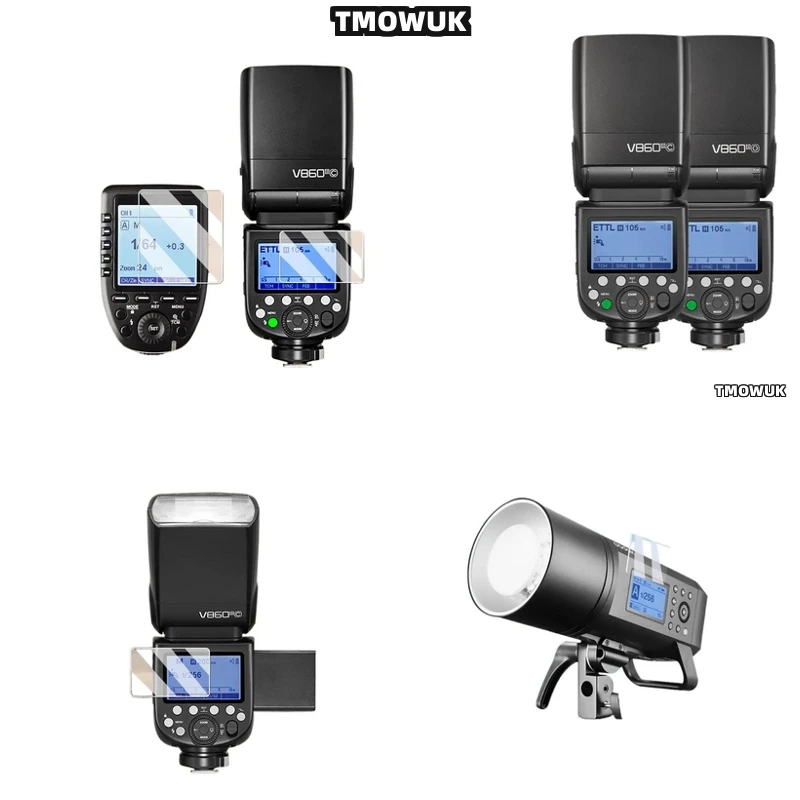 

For Godox X3 V100 V1 Pro AD600BM V860 III V850 III TT685 II V480 - Crystal - Clear Tempered Glass Film For Flash Light