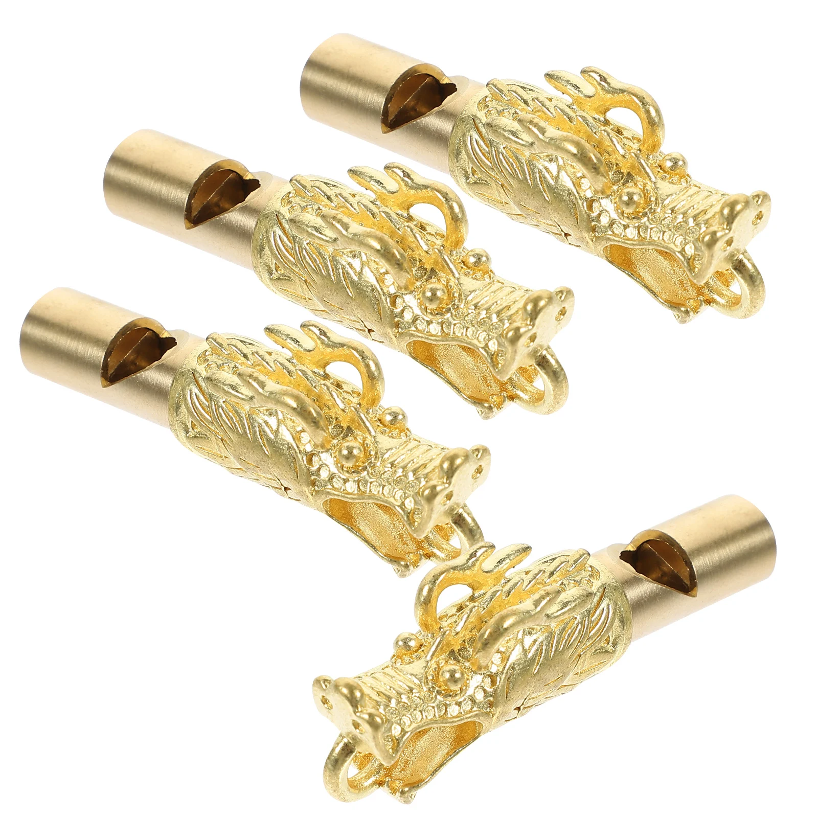 

4Pcs Dragon Whistle Brass Pendant Exquisite Carving Loud Sports Competition Emergency Safety Whistle Outdoor Accessory