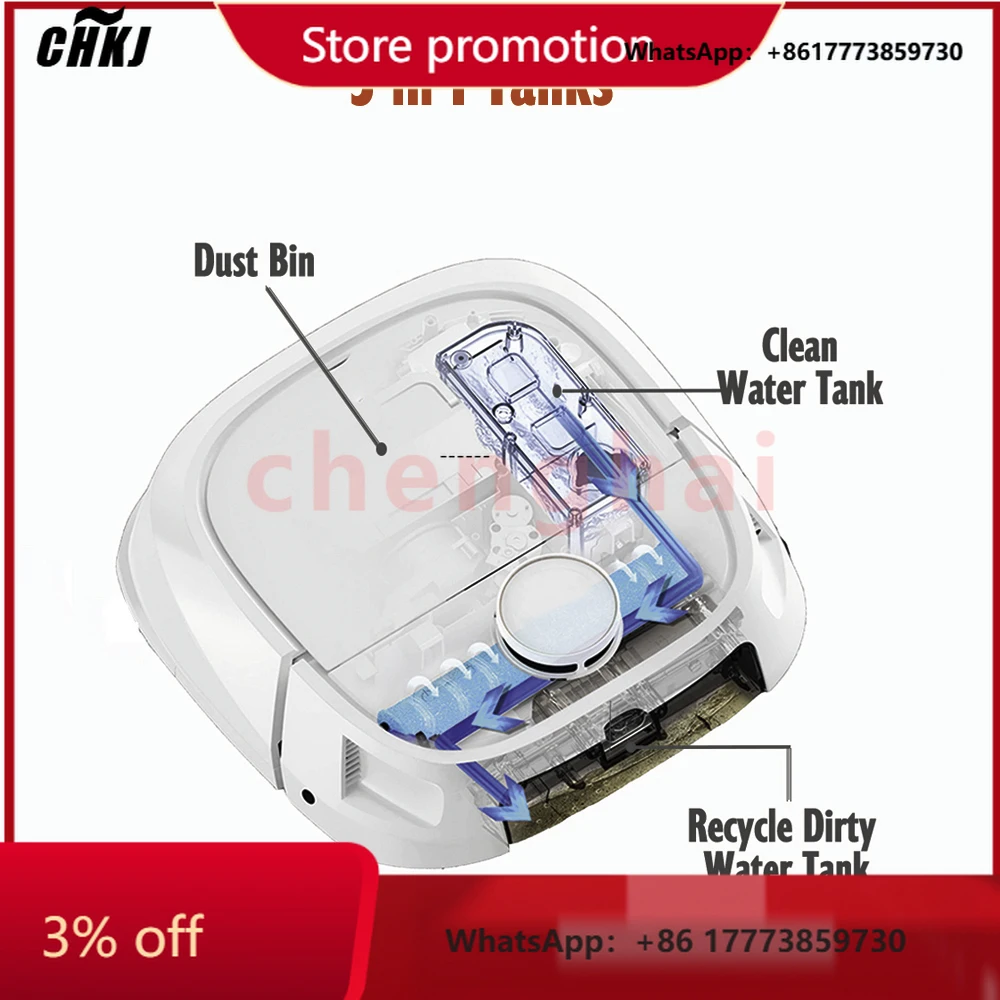 

CKHJ-2025NEWOEM ODM LiDAR Navigation Robot Vacuum Cleaner Auto Mop Washing Wet&Dry Mop With Self-Washing Cleaning APP & Voice
