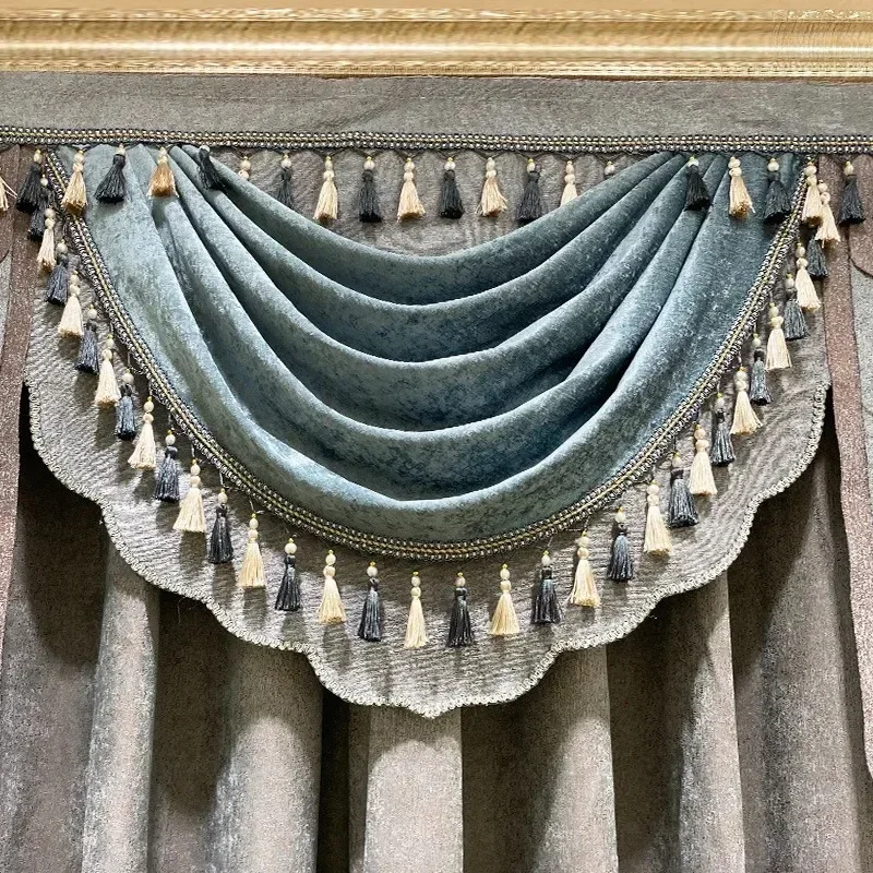 European Style Luxury Palace Embroidery Chenille Curtains for Living Room Bedroom Dining Villa Valance Window Drapes Customize