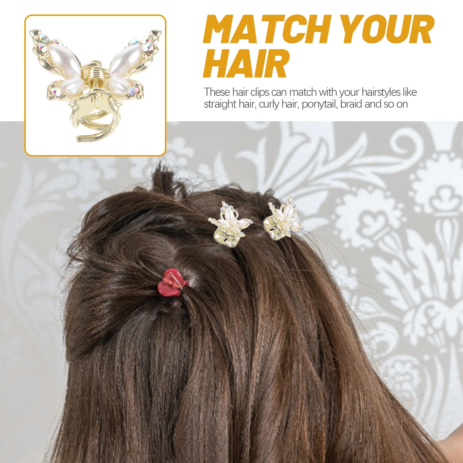 

5Pcs Women's Butterfly Hair Clips Small Alloy Clips Resistant to Deformation Great for Ponytail Braid Hairstyles Fashion Hair