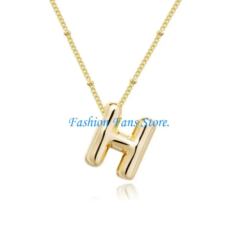  Glossy Letter Pendant Necklace with Adjustable Length Trendy Women Accessories