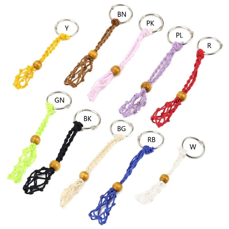 Keychain Cord Empty Stone Holder Keyring Cord Crystal Stone Holder Hanging-Ornaments Keychain Adjustable Bag Charm Decor