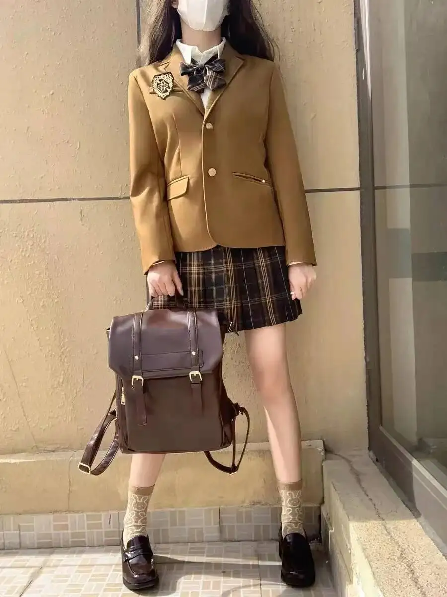 Bloom Vintage Brown Jk Backpacks Women High Street Preppy Style Pu Leather Mini Backpack Ladies Haruku Casual School Bag New