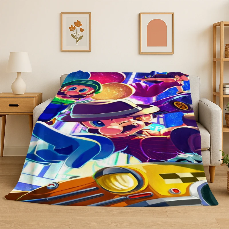 HD Cute Cartoon M-Mario Game Flannel Throw Blanket,Warm Cozy Blanket for Bed,Sofa,Couch,Bedroom,Living Room,Office,Camping Gift
