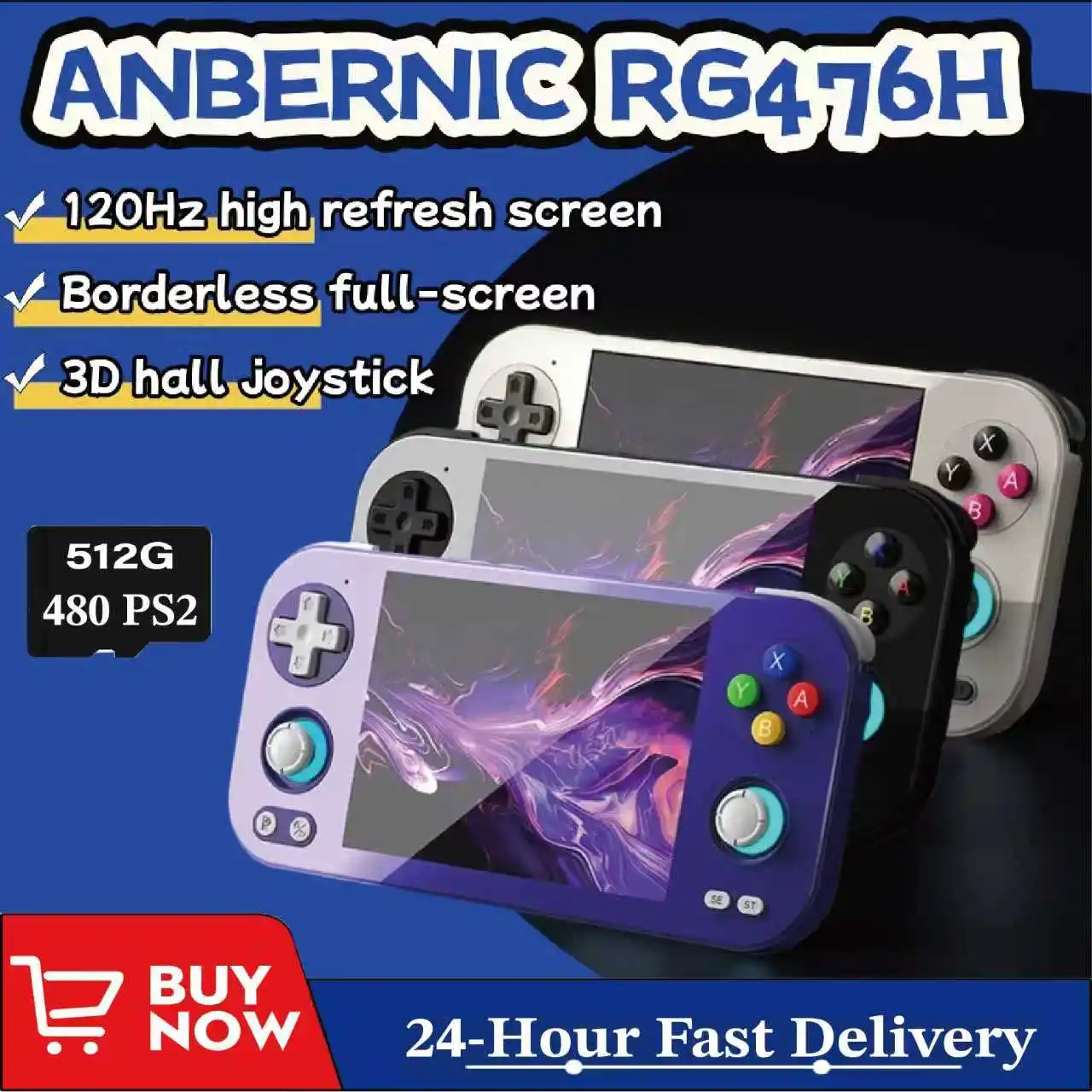 Anbernic RG476H ريترو وحدة تحكم بجهاز لعب محمول 4.7 بوصة تعمل باللمس أندرويد 13 AI 8G + 128GB تخزين لعبة فيديو وحدة التحكم PSP PS2 لعبة #1