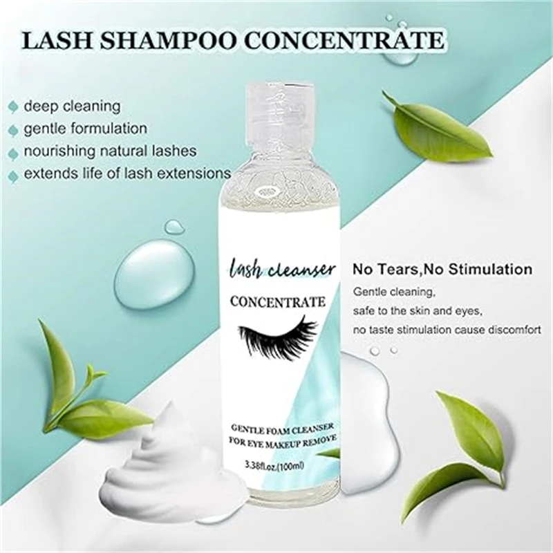 Eyelash Extension Shampoo, Lash Foam, Foaming Cleanser, Eyelash Concentrate, Eyelash Makeup, 100ml