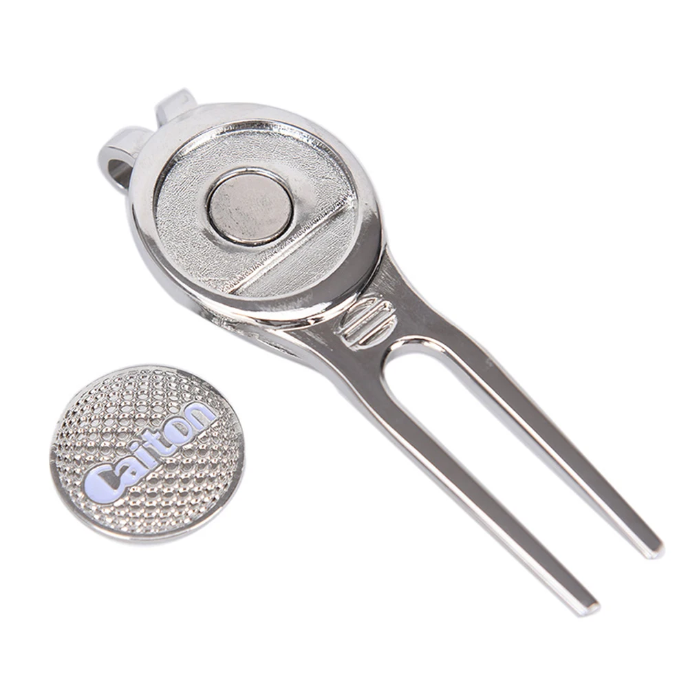 Golf Training Aids Heavy-duty Putting Green Fork Zinc alloy Silver Golf Divot Tool Golf Pitchfork Ball Fork Golf Marker Pitch