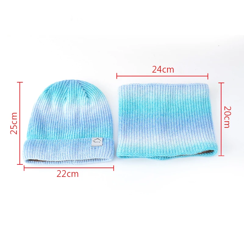 2pcs Warm Hat Set Autumn Winter Korean Version Gradient Color Woolen Thickened Ear Protection Cold