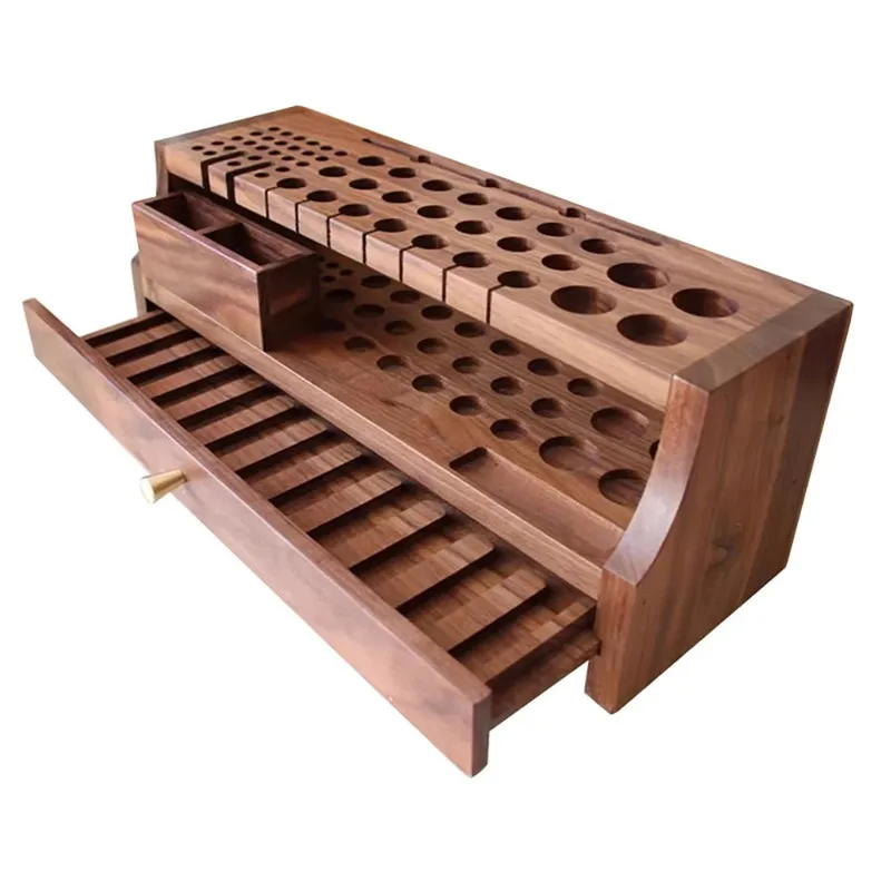 Multi Functional Leather Tool Rack High-end DIY Handmade Leather Carving Cut Tool Storage Rack Made Of Black Walnut Material