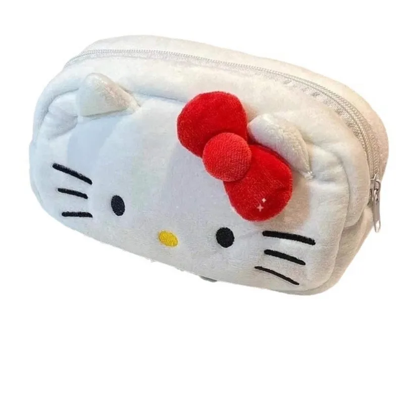 Bolsa de felpa de Hello Kitty para almacenamiento de cosméticos, estuche de lápices de dibujos animados Kawaii, Sanrio Cinnamoroll, regalos de