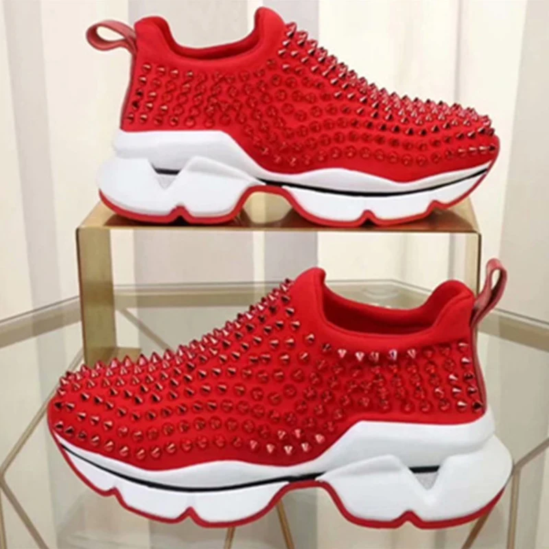 Platform Sneakers with Non-slip Rivets for Women Comfortable Sports Shoes for Seasons Tennis 2021 Flat Vulcanized Shoes Hot Sale