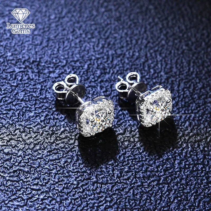 

Luxury Platinum Pt950 Moissanite Diamond For Women Deluxe Square Wrap D Color Wedding Earrings Jewelry