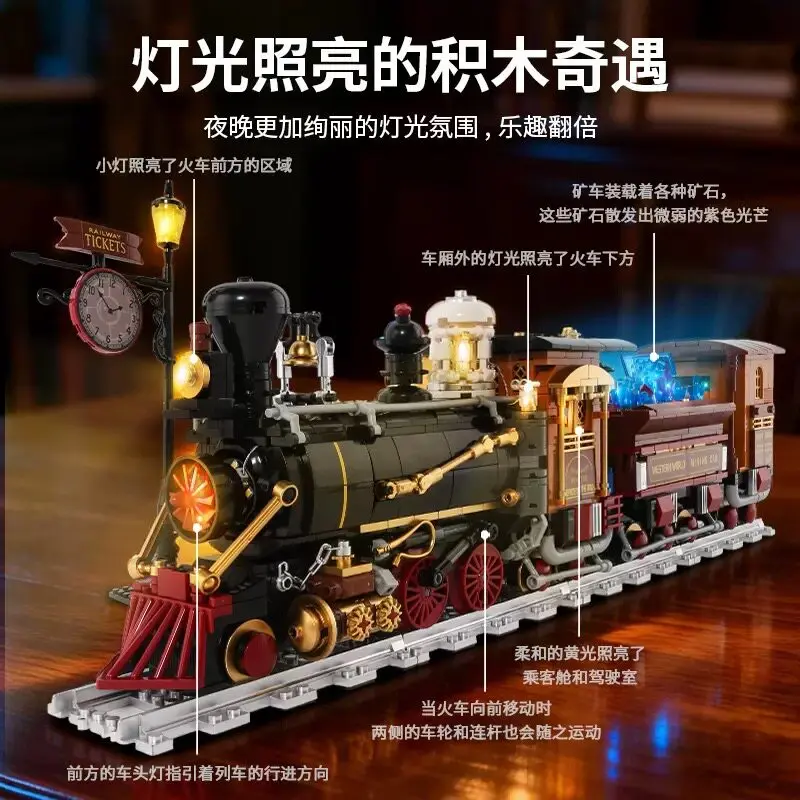 

1402PCS DIY Assembly Retro Steam Ore Train Building Blocks Mini Particle Model Educational Toy Gift