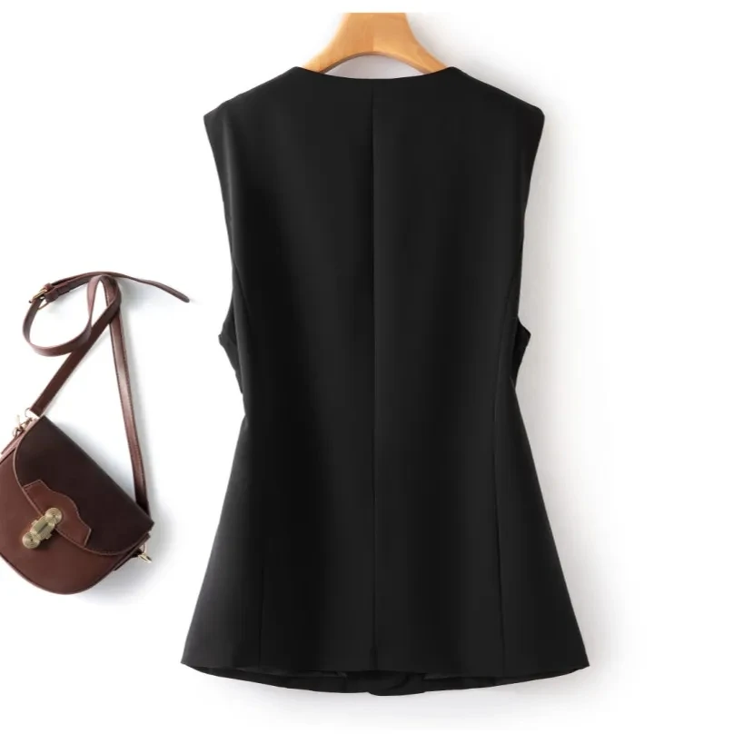 Big size Chubby Girl Medium To long Vest Women's Autumn New Style Slim Fit Design Sleeveless Outerwear