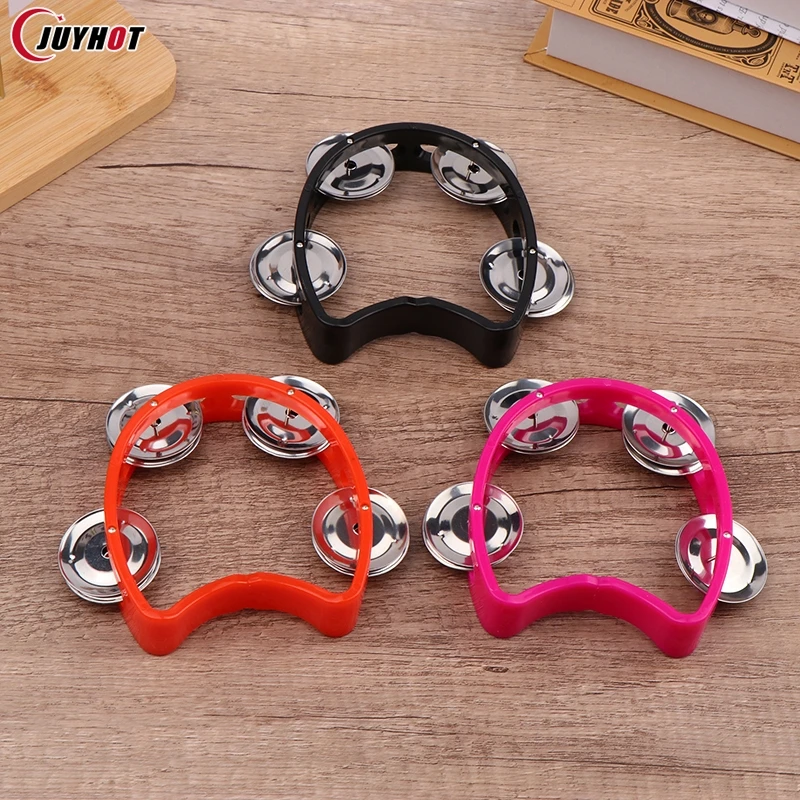 Kindergarten Hand-held Tambourine Metal Bells Plastic Rattle Ball Percussion For KTV Party Kids Game Musical Instrument Toy