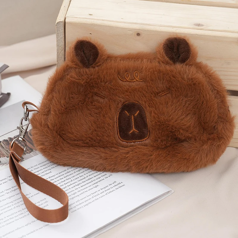 Плюшевый пенал капибара, большая емкость, органайзер для канцелярских принадлежностей Капибара, сумка для ручек, портативная косметичка, сумка для хранения различных вещей