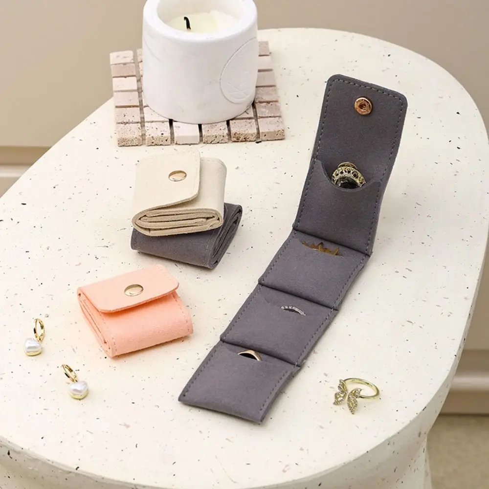

Mini Velvet Jewelry Display Bag Simple Earrings Organizer Foldable Necklace Ring Packing Bag Flip Cover Storage Case