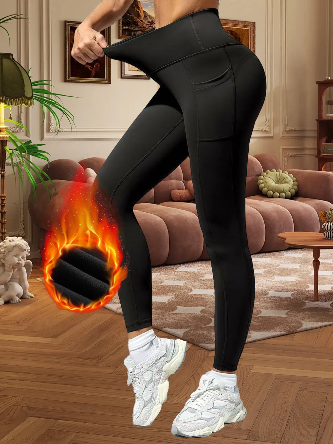 Schlankheits-Leggings mit hoher Taille für Damen, Fitness, Laufen, Yoga, reine Farbe, sexy Bauchkontrolle, Sportbekleidung für Damen