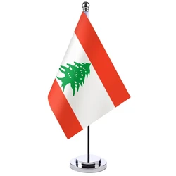 aerlxemrbrae   14x21cm  Office Desk Flag Of Lebanon Banner Boardroom Table Stand Pole   National Flag Set Meeting