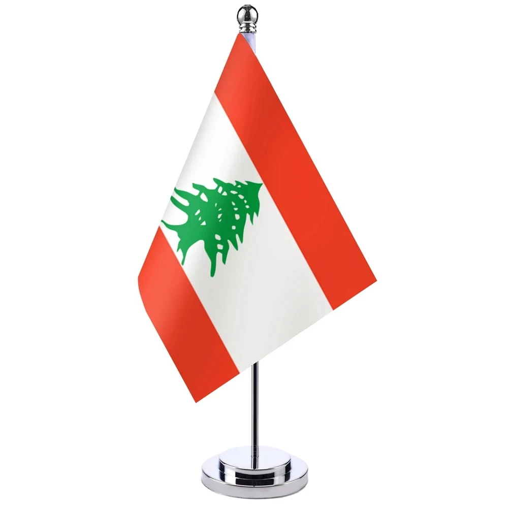 aerlxemrbrae   14x21cm  Office Desk Flag Of Lebanon Banner Boardroom Table Stand Pole   National Flag Set Meeting