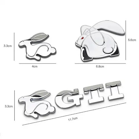 1Pcs Car Accessories Grille Badge Sticker Rabbit GTI Logo Decal For VW Polo Golf Passat  Scirocco Jetta Tiguan Beetle Touran