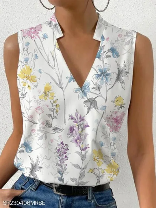 Women Blouses Sexy Flowers Print Ladies Shirts And Tops 2024 Summer Fashion Sleeveless Blouse Ladies Clothes Mujer De Moda