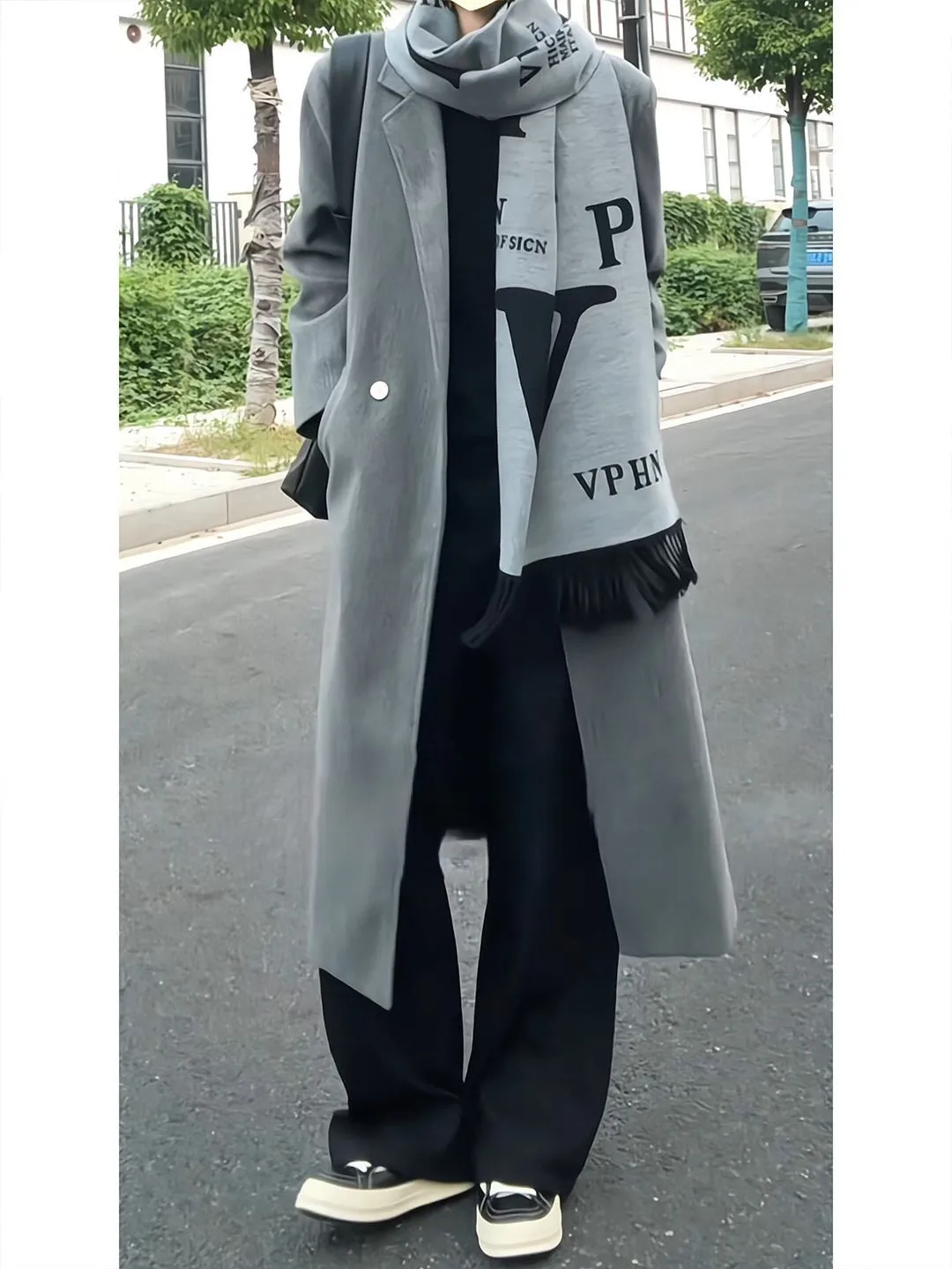 

Мужской тренчкот для косплея, на подкладке, на одной пуговице, всесезонный, светоотражающий, в современном британском стиле, двойной серый, из вощеной ткани