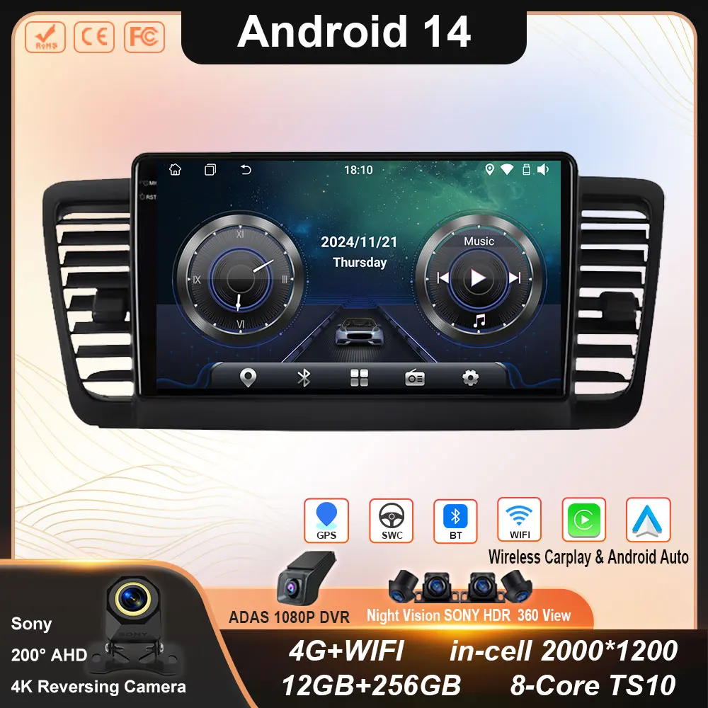 

Android 14 Car Radio Carplay Multimedia For Subaru Outback 3 Legacy 4 2003 2004 2005 2006 2007 2008 2009 Navigation GPS Stereo