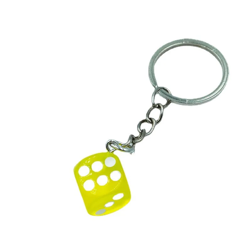 Simulation Color Dice Keychain Resin Solid Color Three-Dimensional Mini Mahjong Dice Pendant Jewelry Accessories