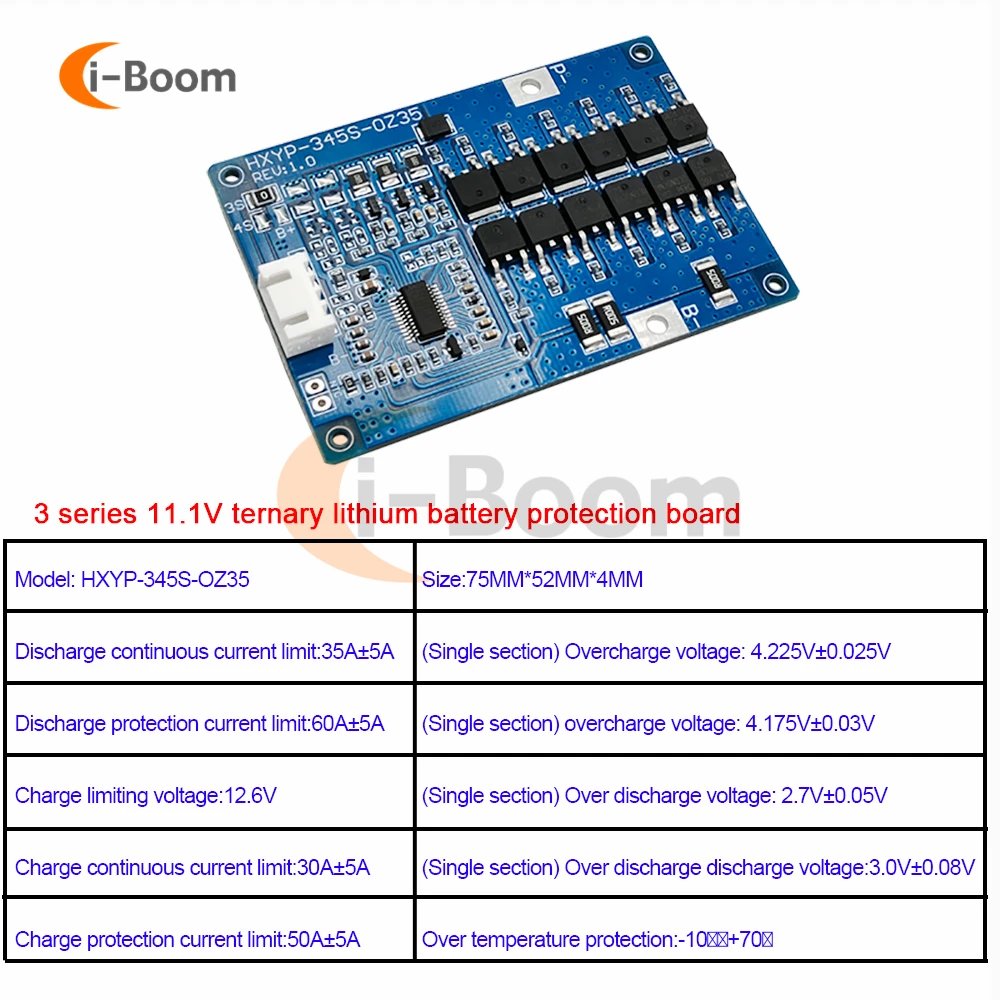 18650 scheda di protezione della batteria al litio 3S 4S 5S 12.6V 16.8V 21V con funzione di bilanciamento controllo della temperatura 35A