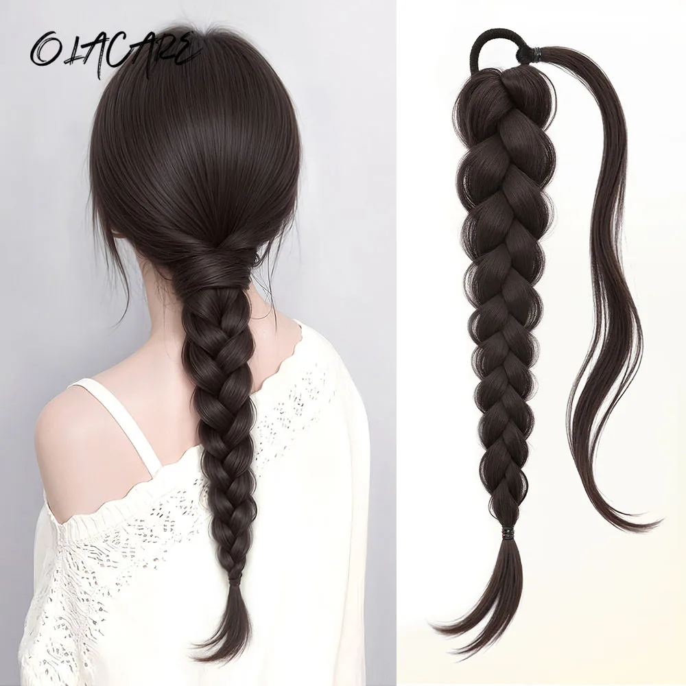 20Inch Synthetic Ponytail Long Straight Wig Extensions Boxing Braids Black Blonde Brown Hairstyle Hair Extensions For Women