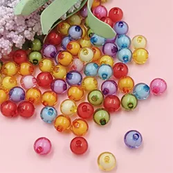 40/20Pcs 8mm/10mm Transparent Acrylic Round Beads Double Layer Color Making Necklace Bracelet DIY Jewelry Material Wholesale