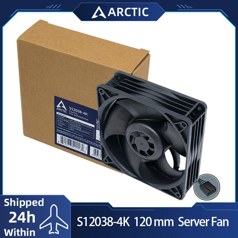 

ARCTIC S12038-4K Server Fan, 120x120x38 mm, Speed 600 - 4000 RPM, PWM Regulated, 4-pin Connector, 12 V DC, Rack Cooling Fan