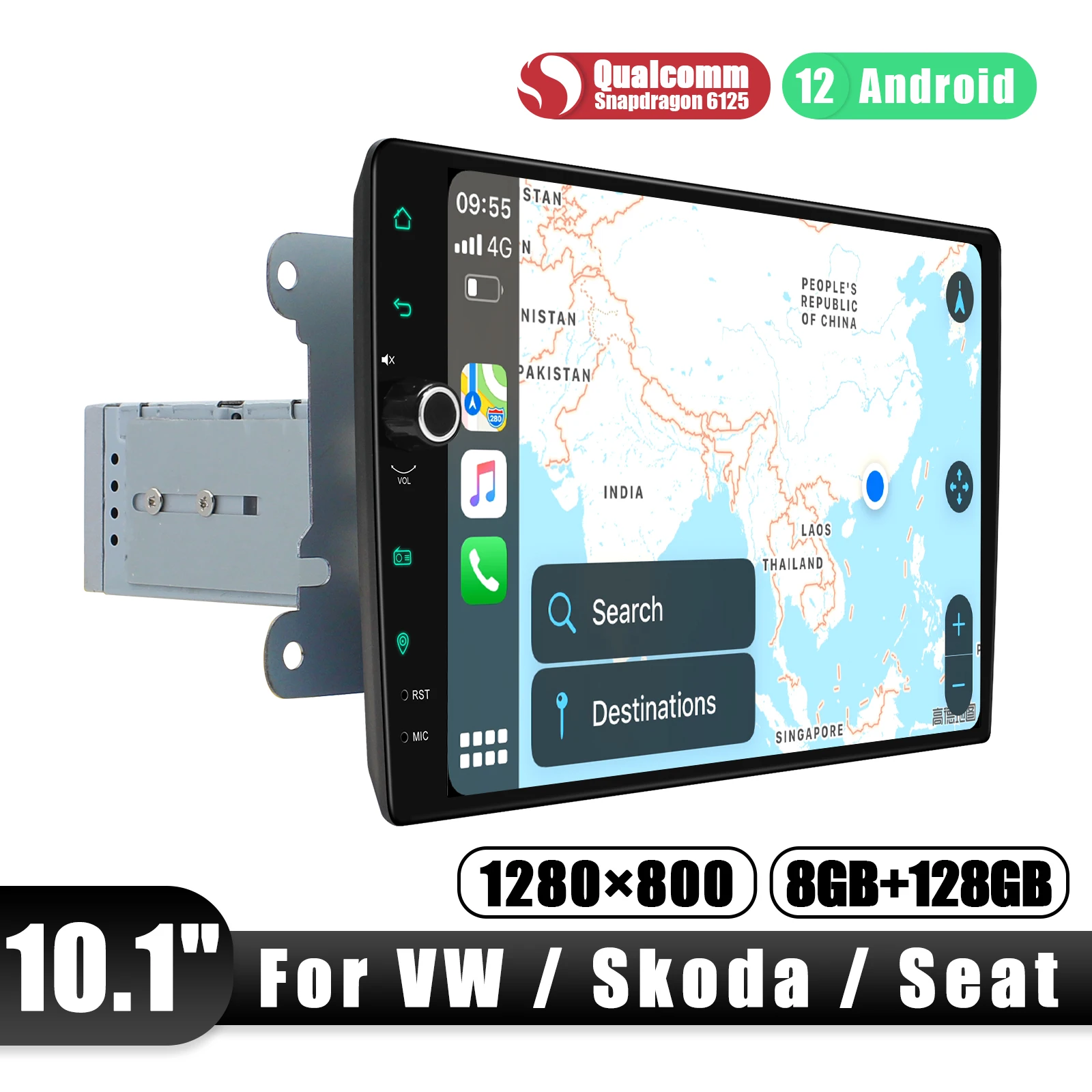 JOYING-Android Car Radio Stereo, Navegação GPS para Volkswagen VW Skoda Seat, Suporte Sem Fio Apple Play, Plug and Play, 11.6