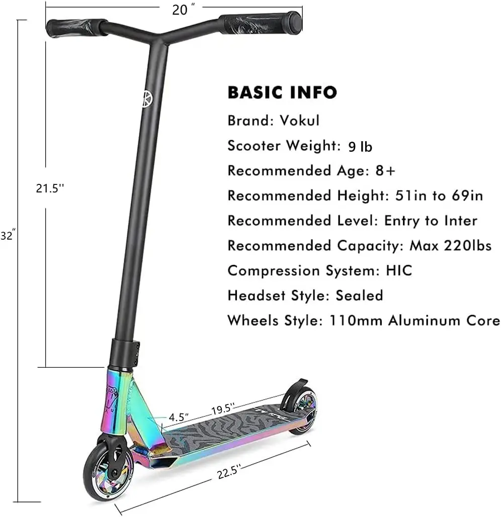 سكوتر برو ستانت سكوتر خدعة سكوتر للأولاد المتوسطة والمبتدئين حرة سكوتر للأطفال 8 سنوات فما فوق، المراهقين و