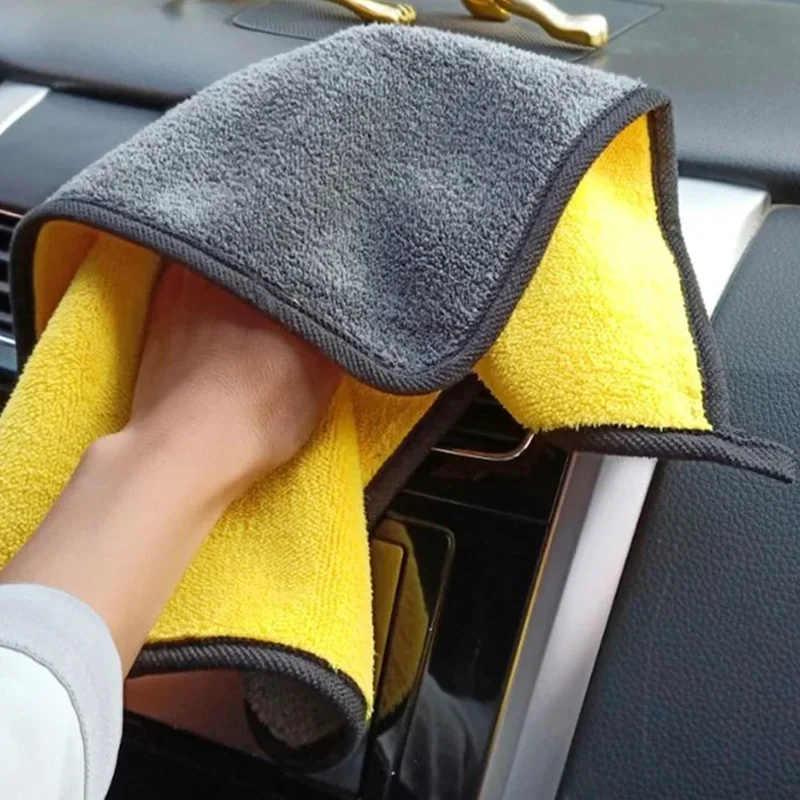 Coral Fleece Double-Sided Thickened Car Wash Towel Microfiber Highly Absorbent Practical Tool for Car Cleaning and Drying