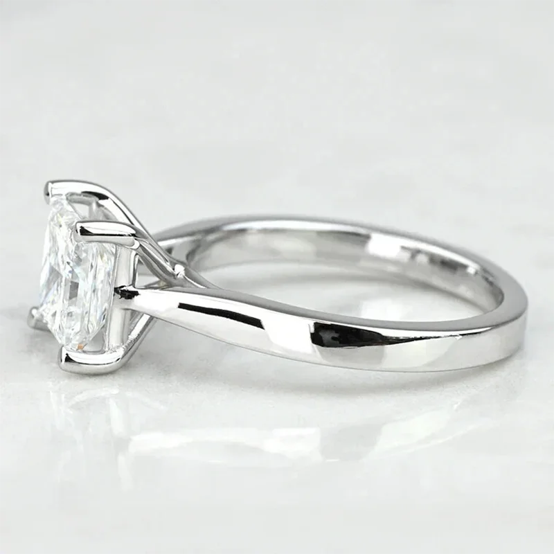 3CT Main Stone Princess Cut CVD Lab Grown Diamond IGI Platinum 950 Solitaire Ring EF VS‑VVS Classic Engagement Fine Jewelry Ring