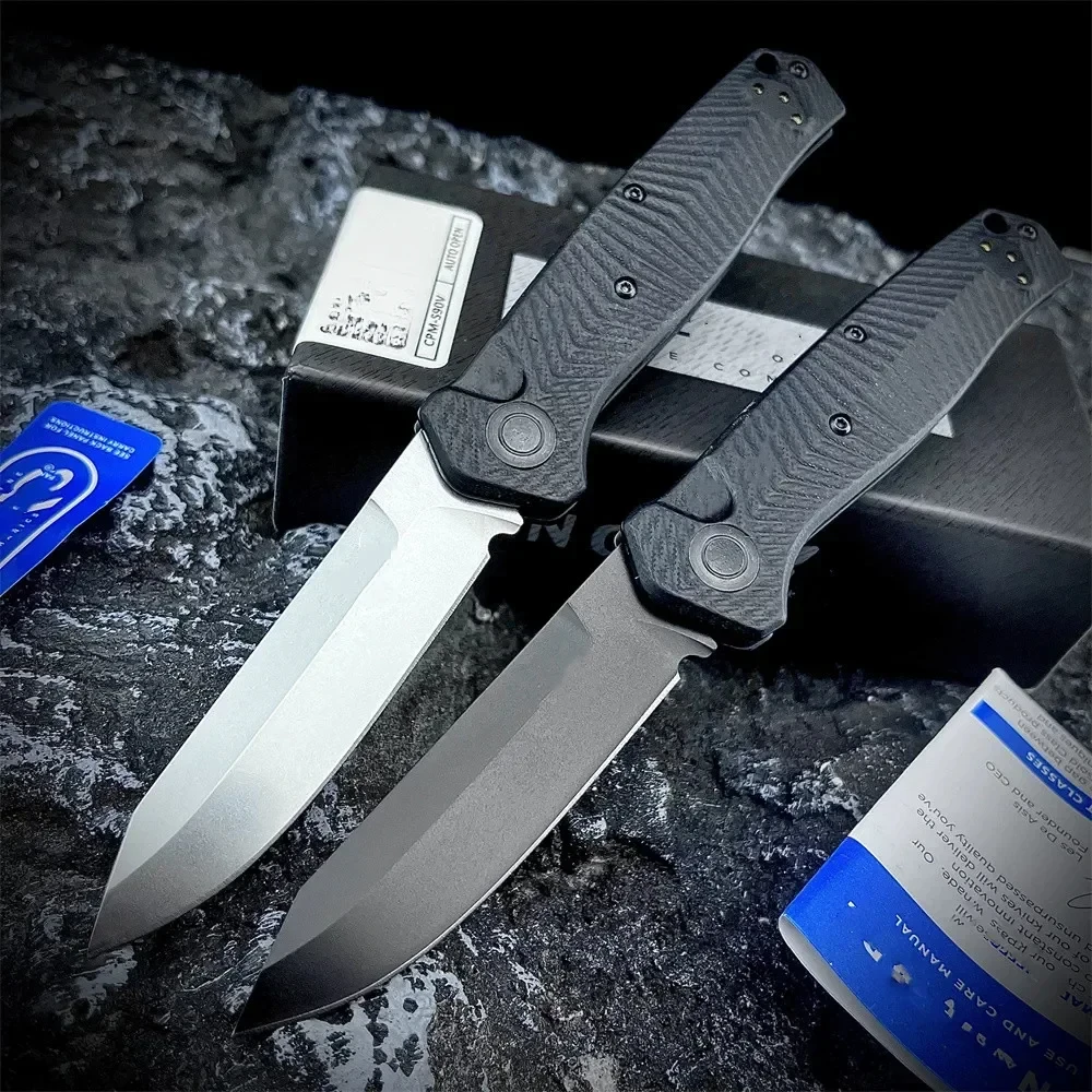 

Pocket BM 8551 Mediator Assisted Folding Knife S90V Cerakote Plain Blade, Milled Black G10 Handles Outdoor Camping Hunting Tool