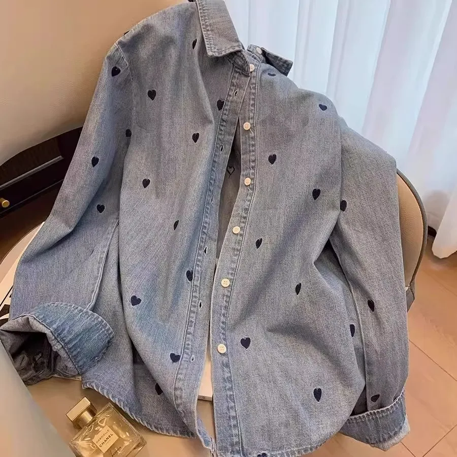 

Мужской повседневный открытый кардиган на весну и осень большого размера с вышивкой Heart irt в Корейском стиле