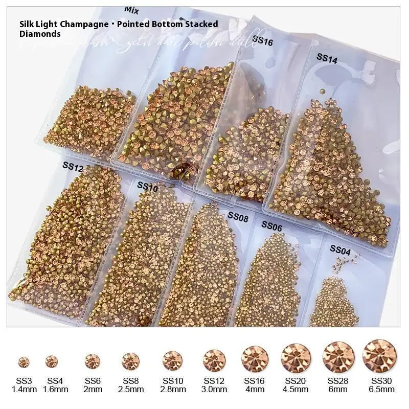 Strass doré pour ongles, champagne mixte, brillant, accessoires pour Nail Art, accessoires pour ongles à faire soi-même, breloques de décoration
