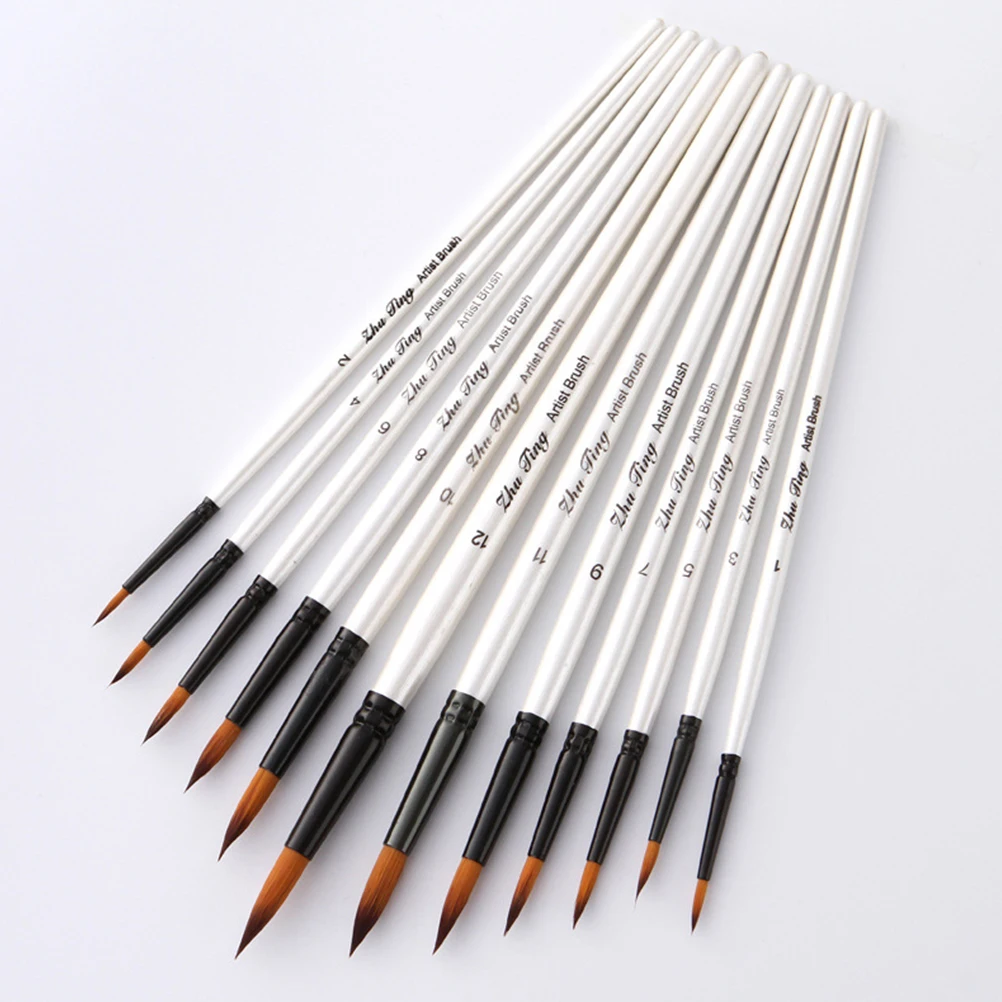 

12 Pcs Painting Brush Set Nylon Wood Handle Watercolor Oil Acrylic Brushes for Kids Adults Beginners Artists Face Body