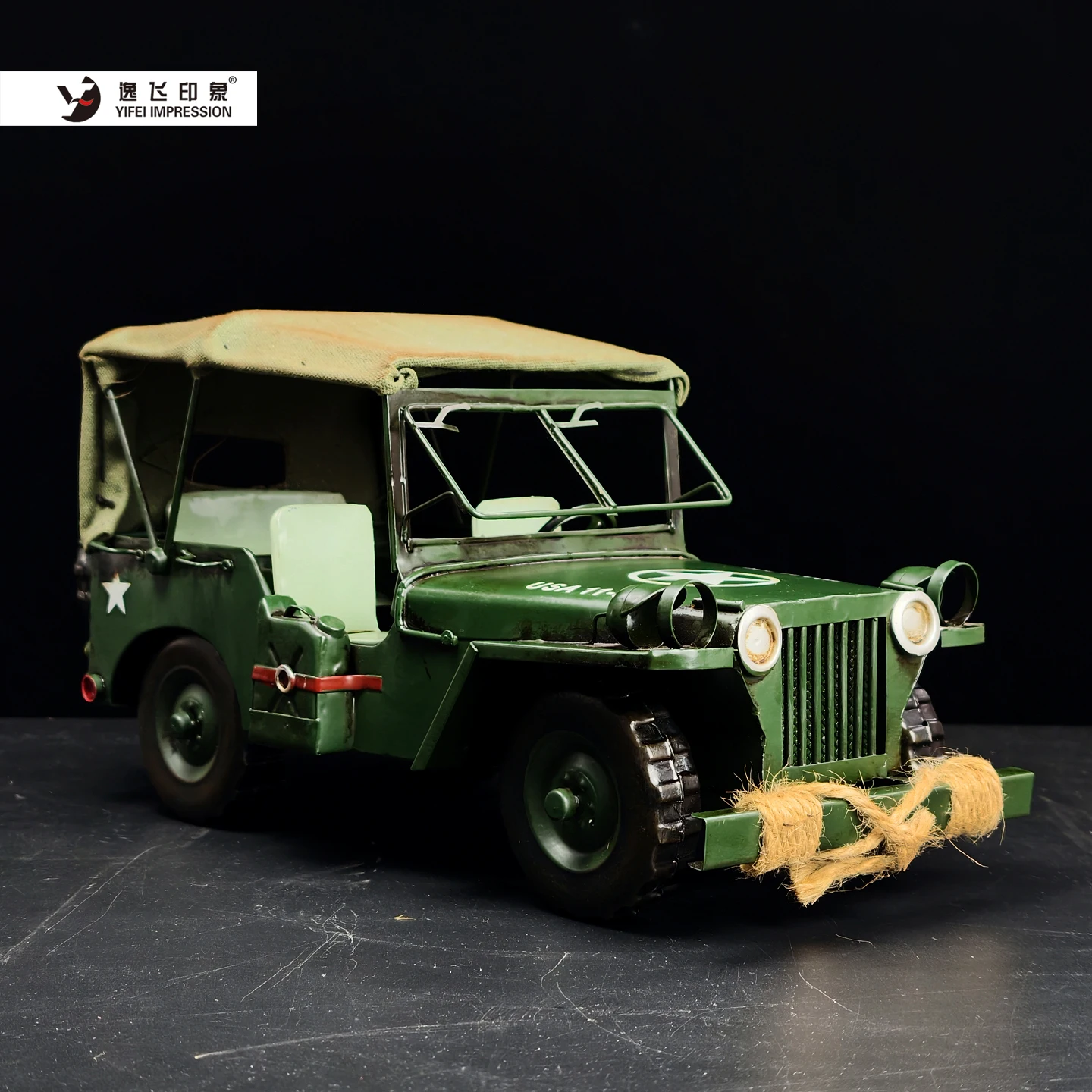 Handmade Vintage Military Vehicle Model Retro Iron Car Decor Home Office Living Room Bar Nostalgic Ornament Rustic Room Accent