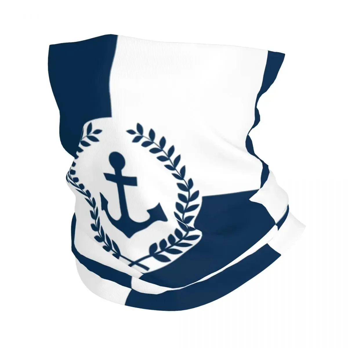 White Navy Blue Nautical Anchor Bandana Winter Neck Warmer Women Windproof Wrap Face Scarf for Ski Gaiter Headband