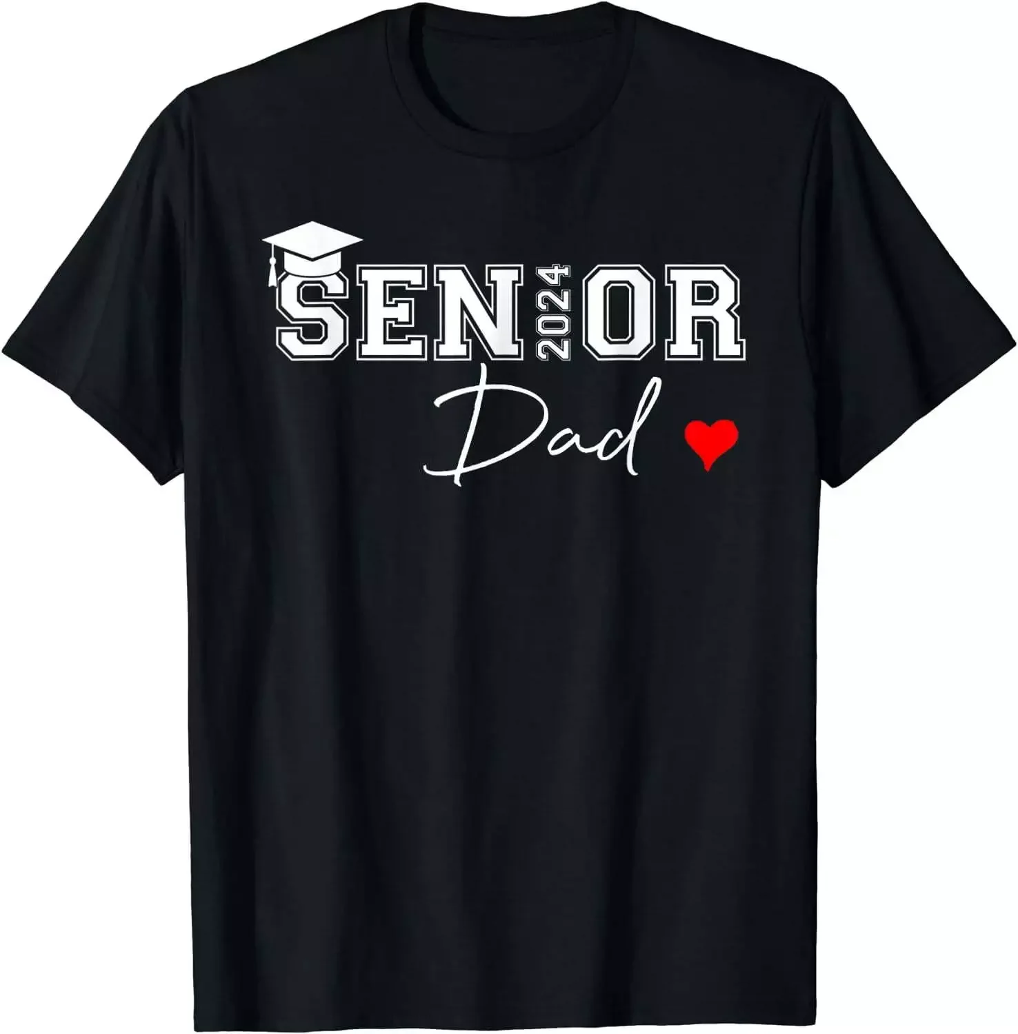 Senior 2024 Dad Cute Heart Class of 2024 Gift Unisex T-Shirt S-5XL