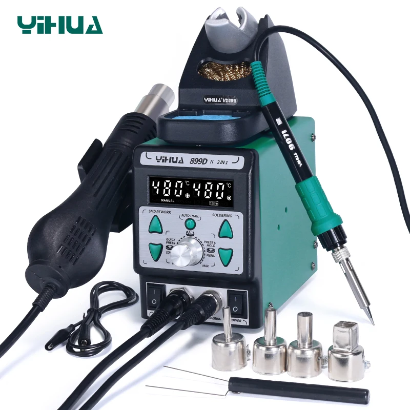 YIHUA 899D II Temperature Compensation LED Digital Soldering Station Hot air Desoldering Soldering Iron Rework Station