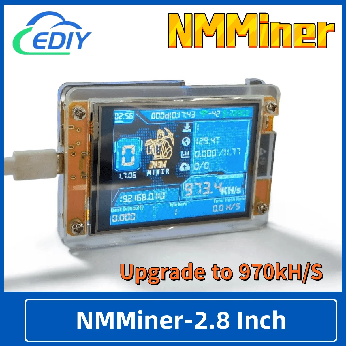 NMMiner NerdMiner CYD Hashrate 960KH/s 2.8 inch Cheap Yello Display Lucky Miner ESP32-2432S028 Crypto Solo Lottery Bitcoin DROOM