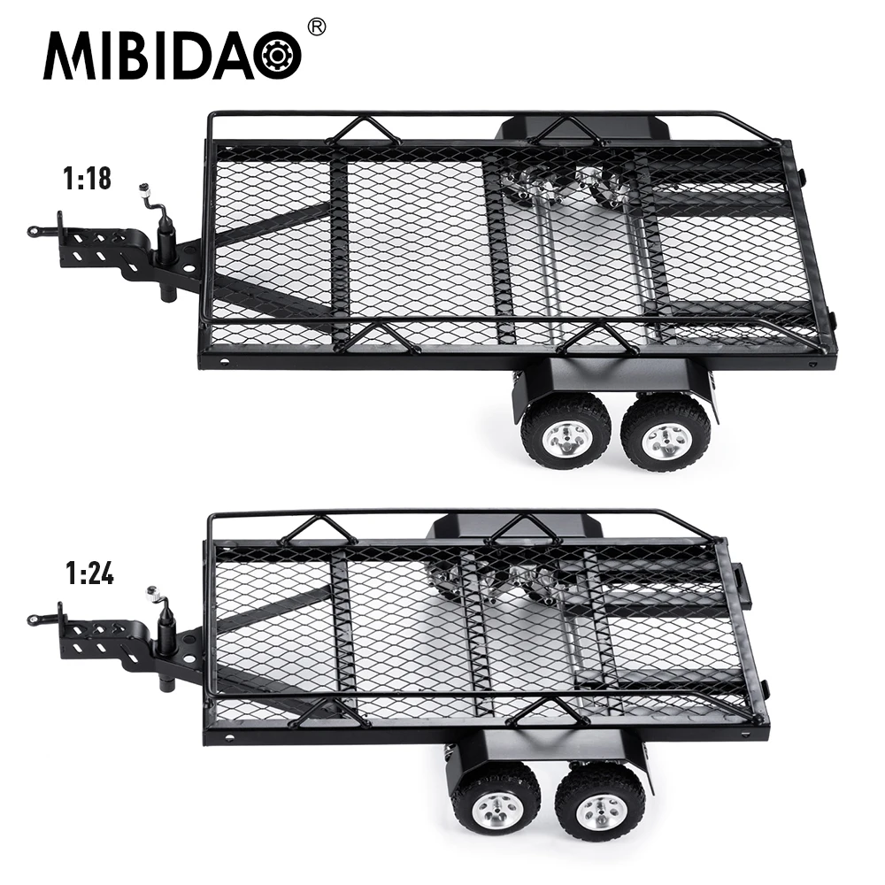 

MIBIDAO Simulation Metal Alloy RC Trailer Hopper Frame with Wheels for TRX-4M 1/18 Axial SCX24 1/24 RC Crawler Car Upgrade Parts