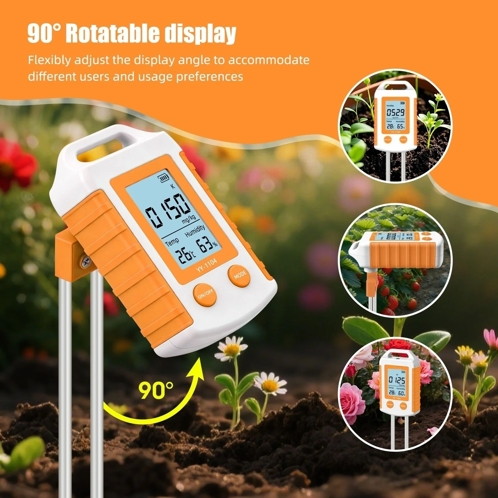 

6 in 1 Soil Tester NPK Nutrient Meter Digital Soil Fertility Humidity Temperature PH Monitor for Garden Farm Greenhouse