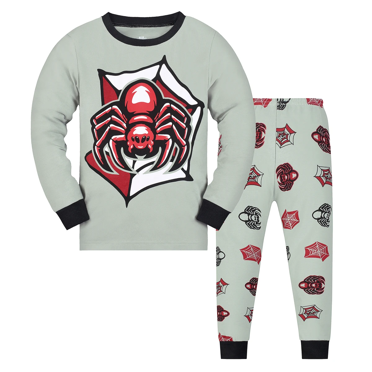 

【Through 1615 flame】Little boys pajamas set, spider long sleeves and pants children's clothing, flame-retardant cotton boy suit